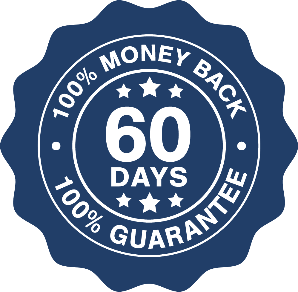 60 day 100% money back guarantee seal